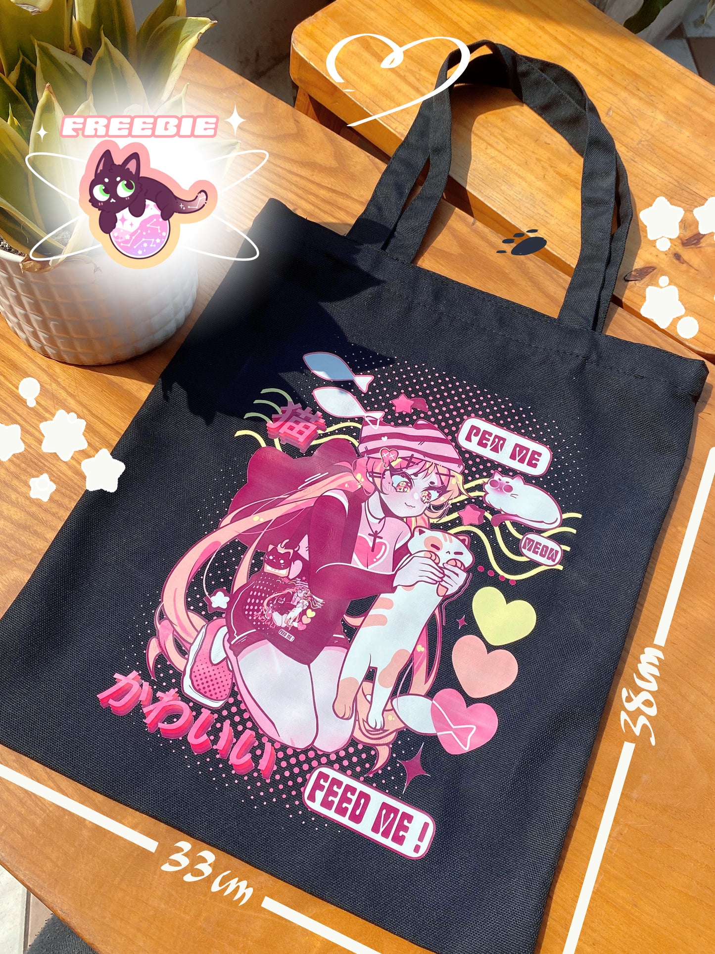 Cute Anime & Cat Tote Bag | Aesthetic & Kawaii Neko Print