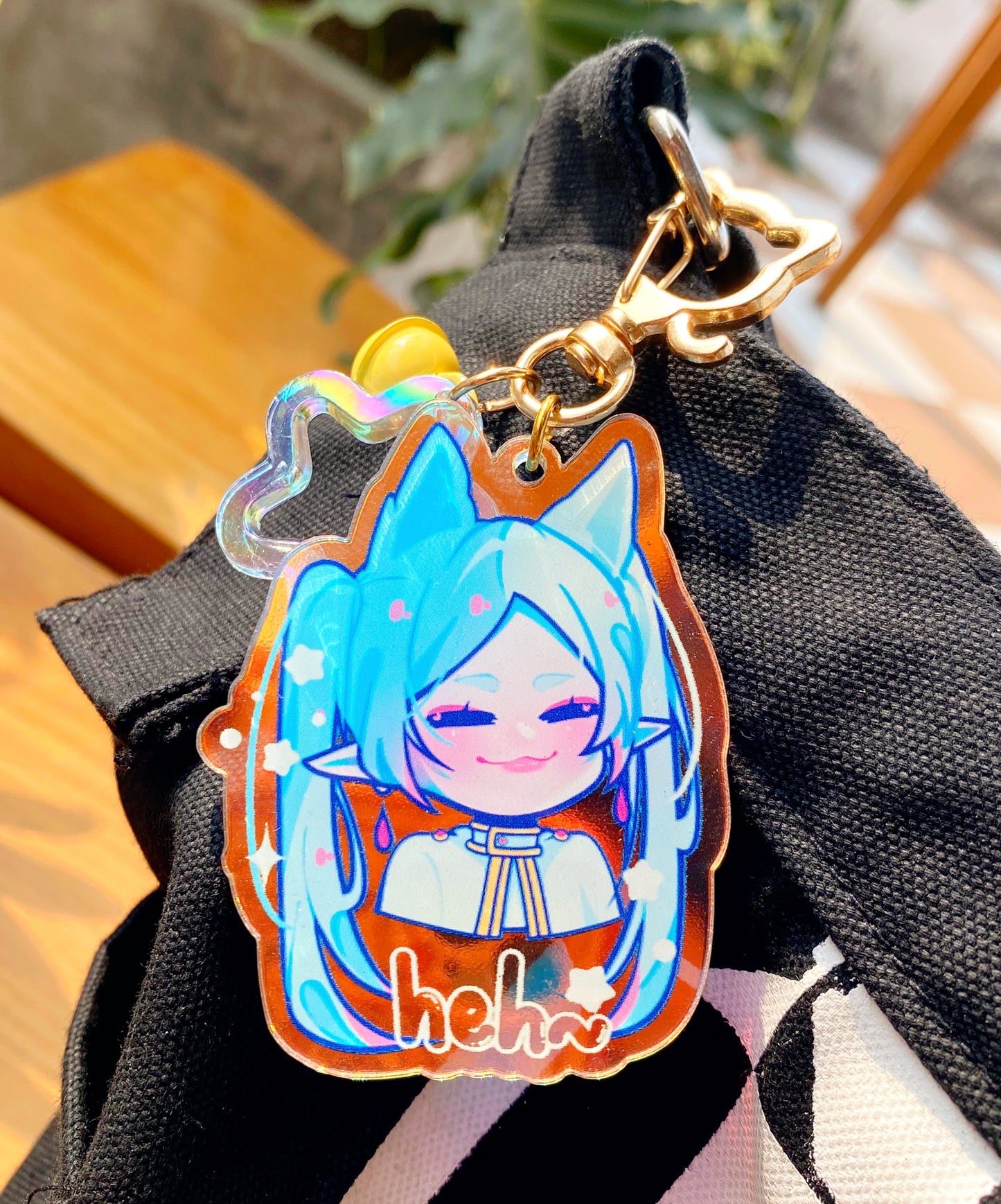 Smug Face Frieren Acrylic Hologram Keychain