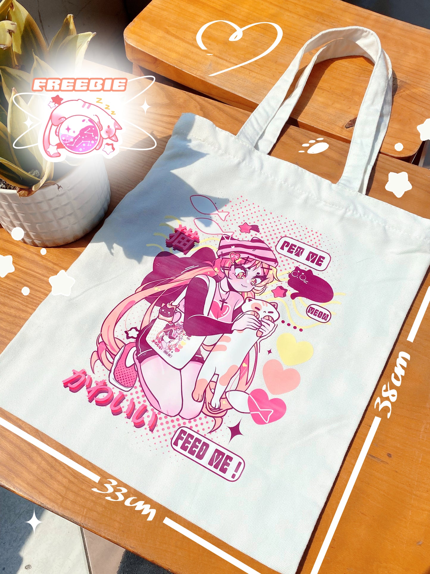 Cute Anime & Cat Tote Bag | Aesthetic & Kawaii Neko Print