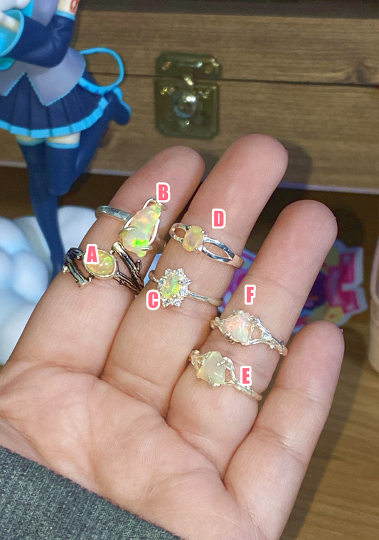 [IN STOCK] Opal Silver Rings, Vintage style