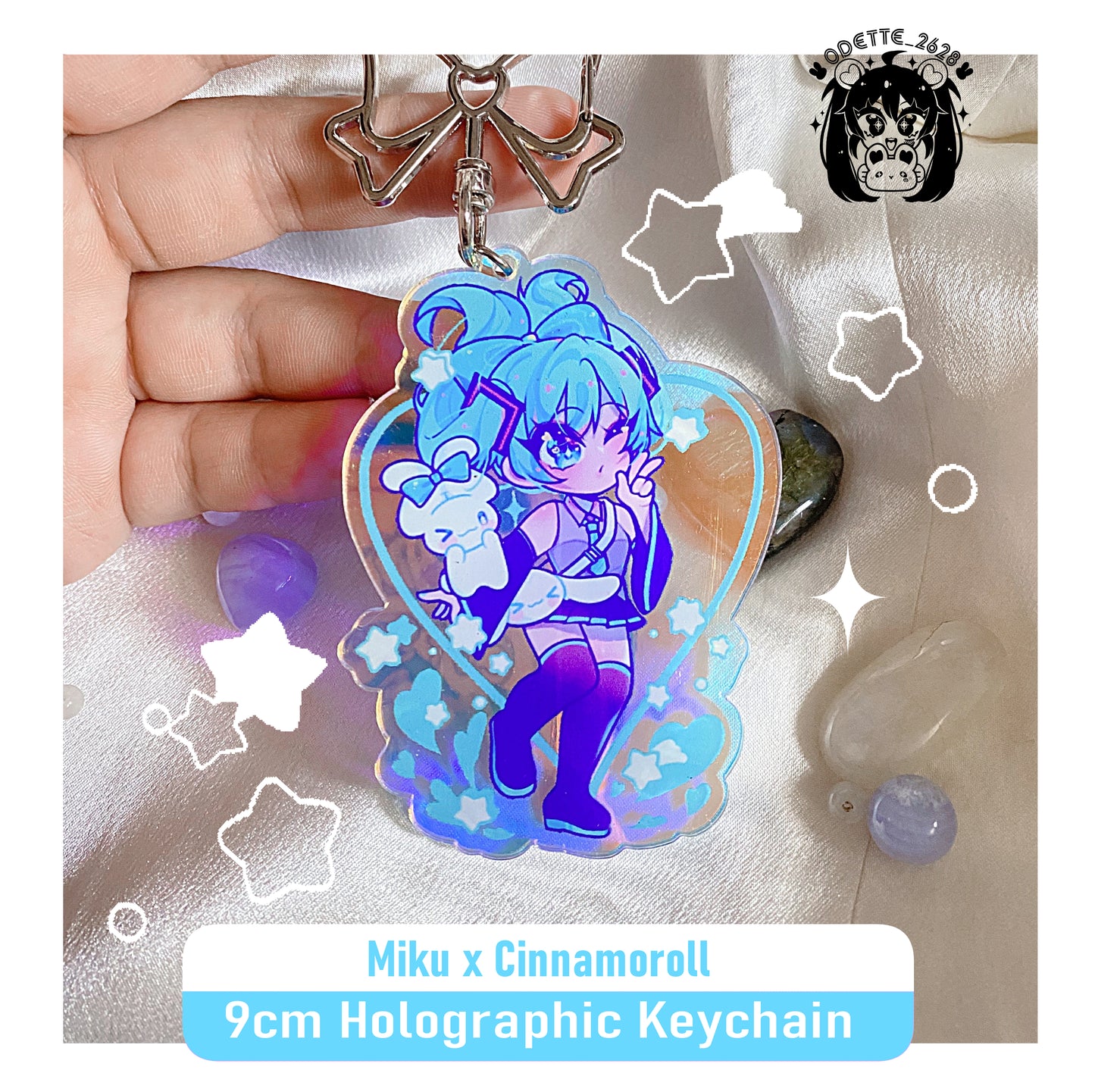 Miku x Cinnamoroll Acrylic Hologram Keychain