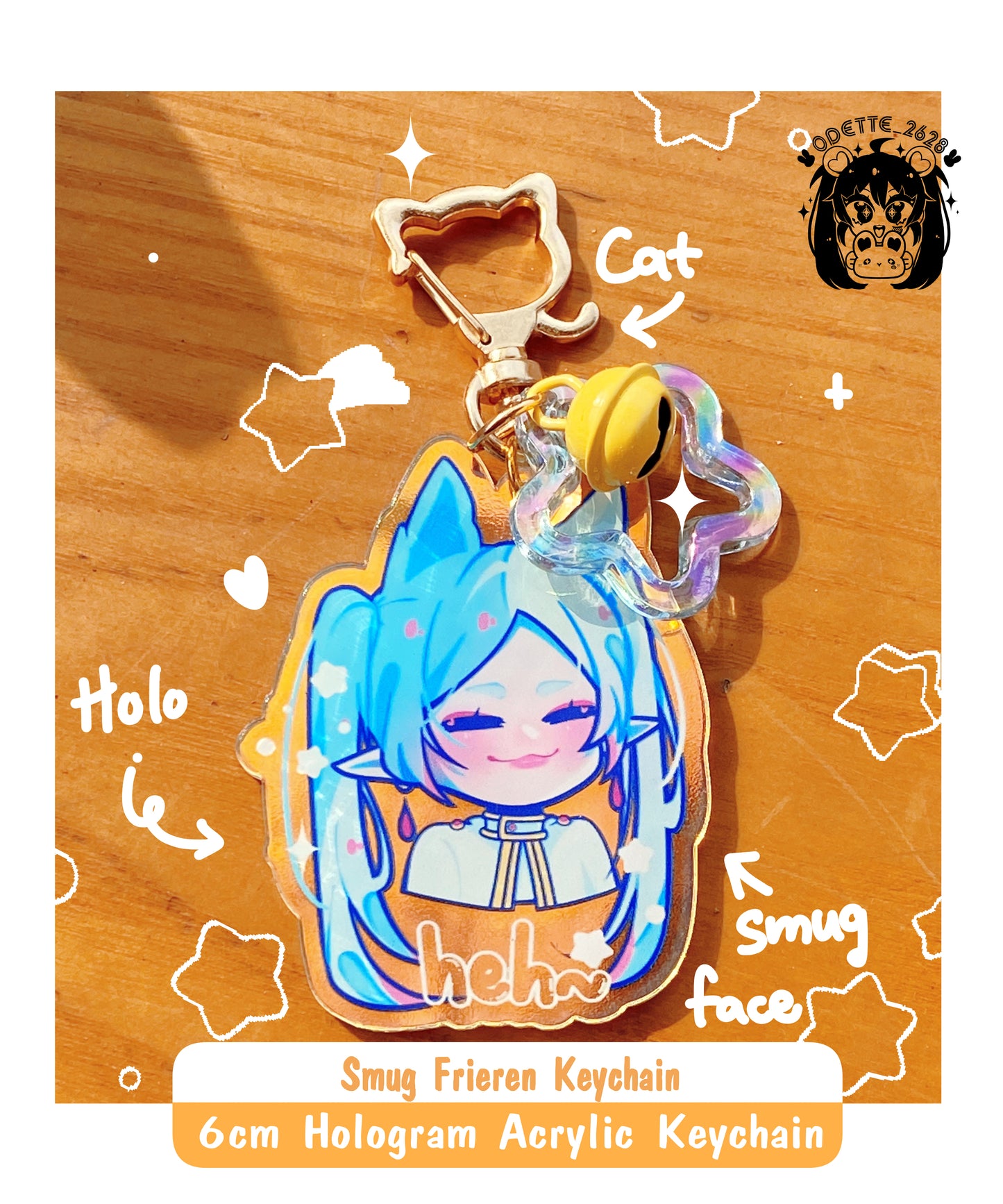 Smug Face Frieren Acrylic Hologram Keychain